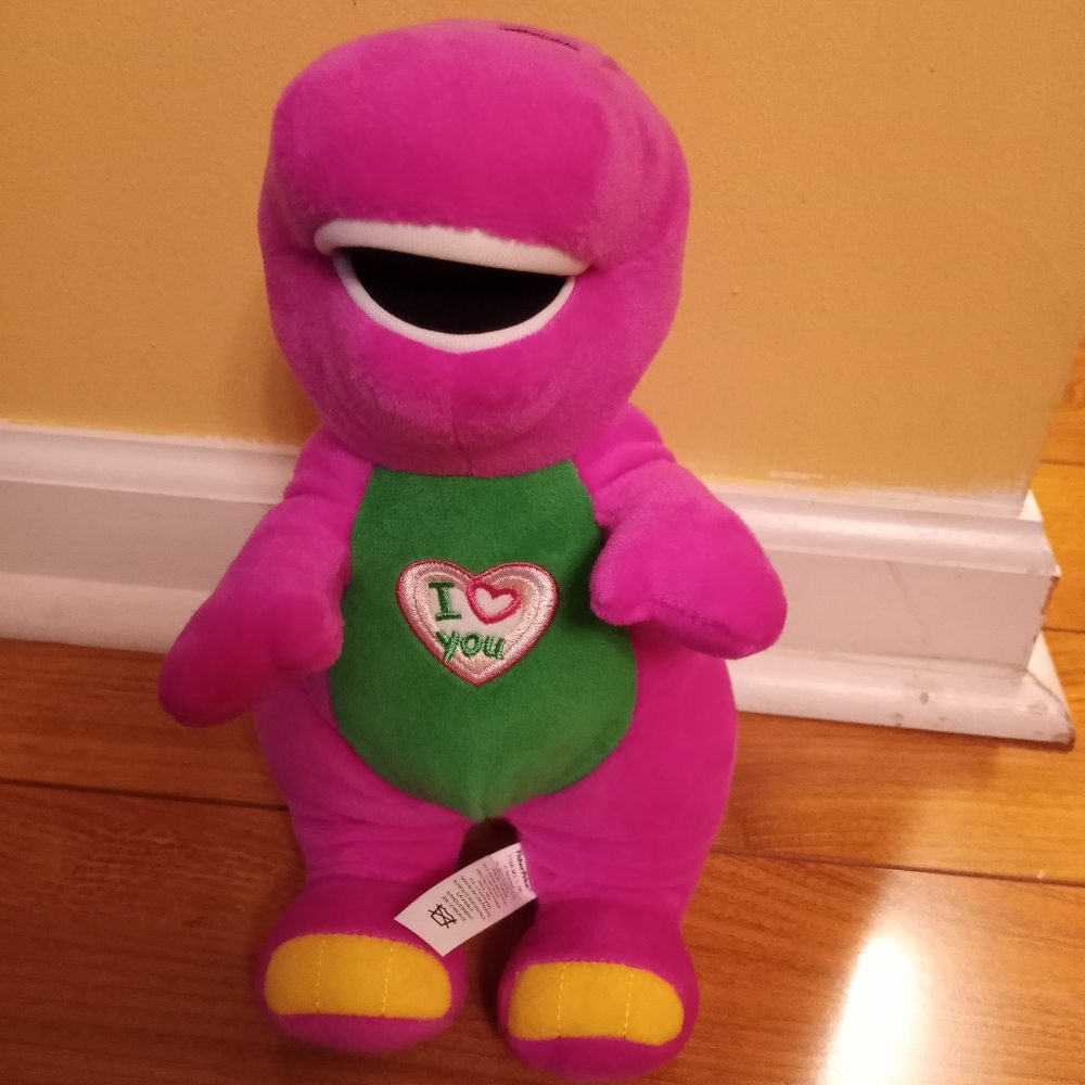 Seseme Street Barney Plush Stuffed Toy sings "I love you "